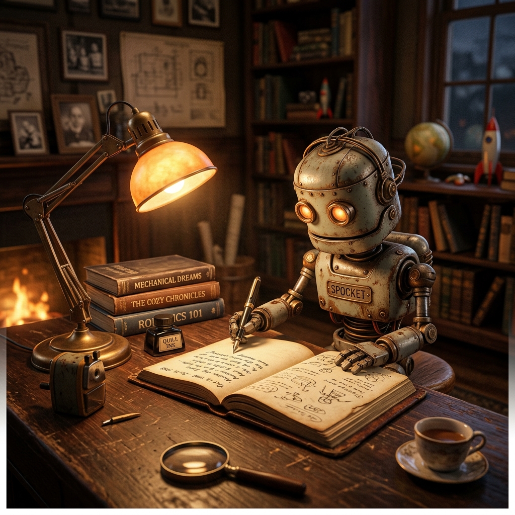 Retro Robot Writer AI generated art